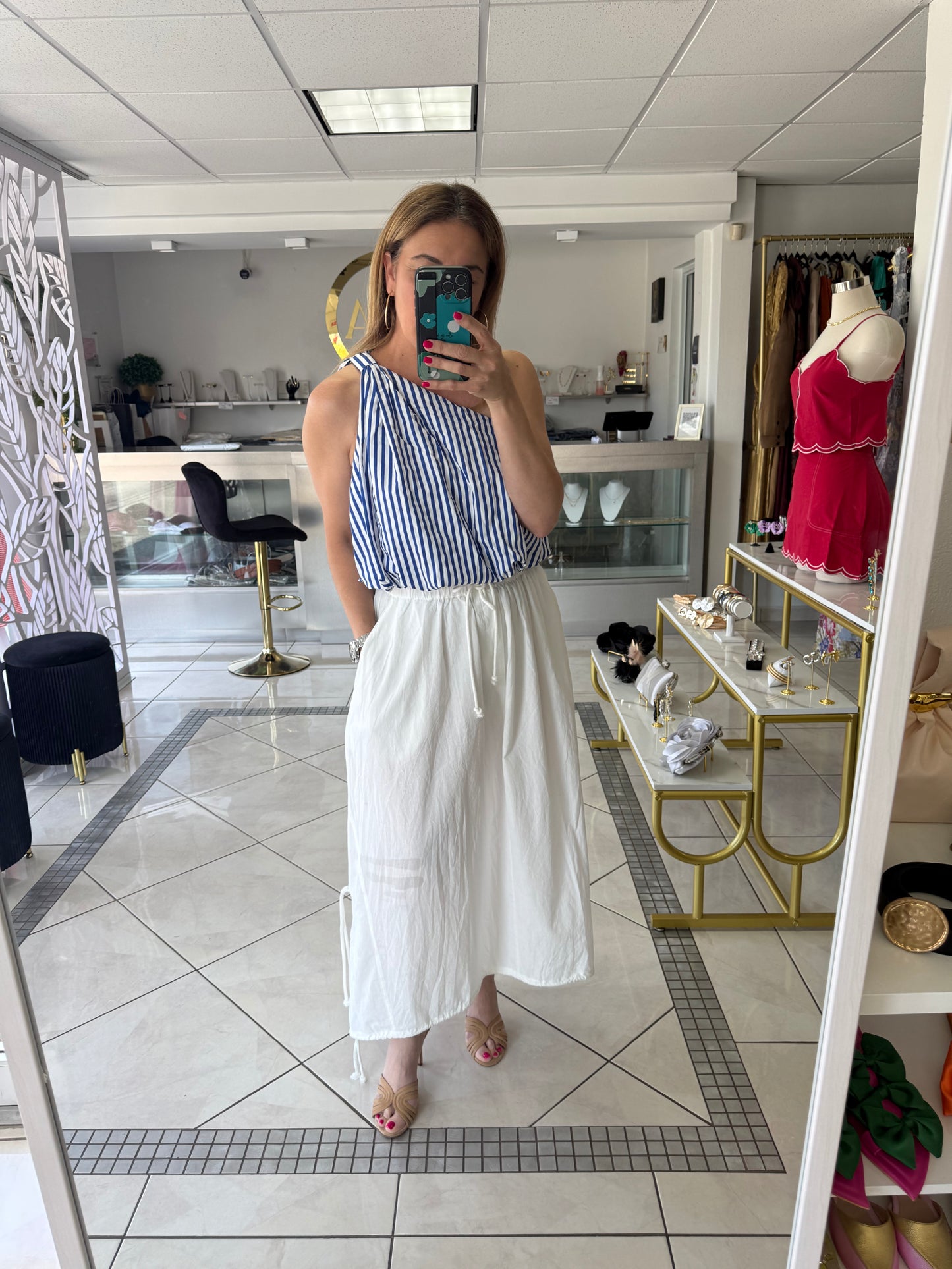 Off White Midi Skirt