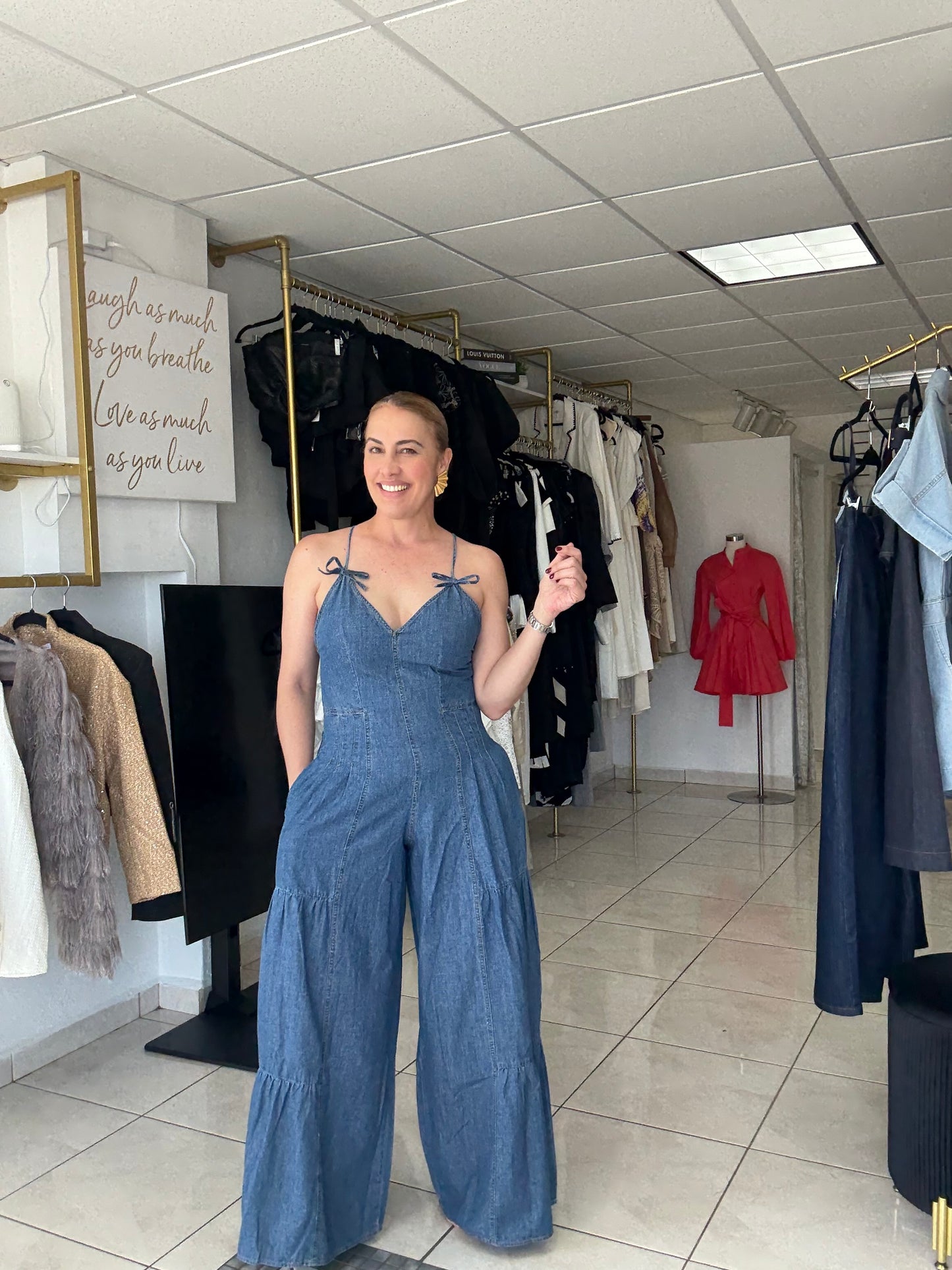 Denim Wide Leg Jumpsuit