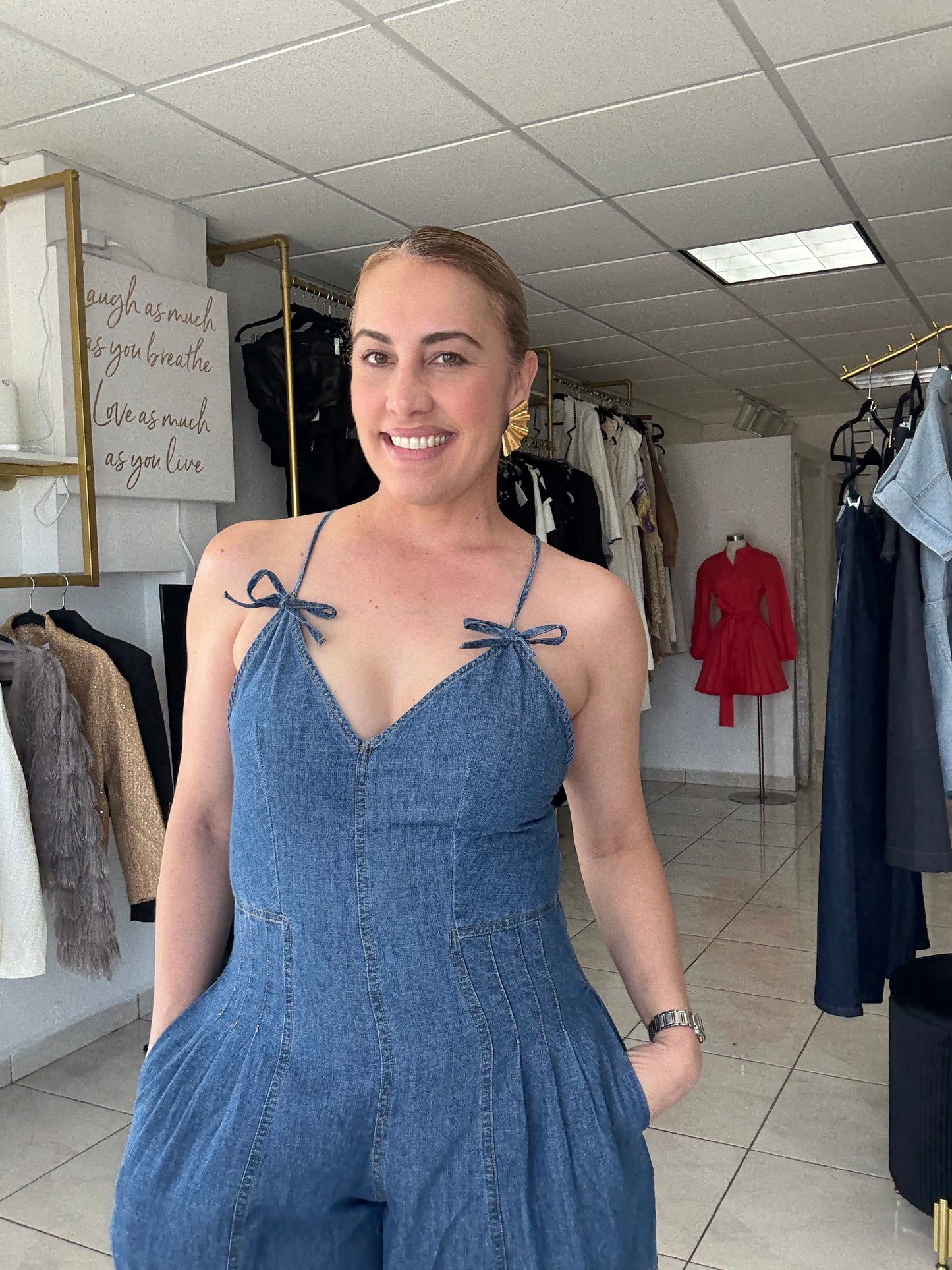 Denim Wide Leg Jumpsuit