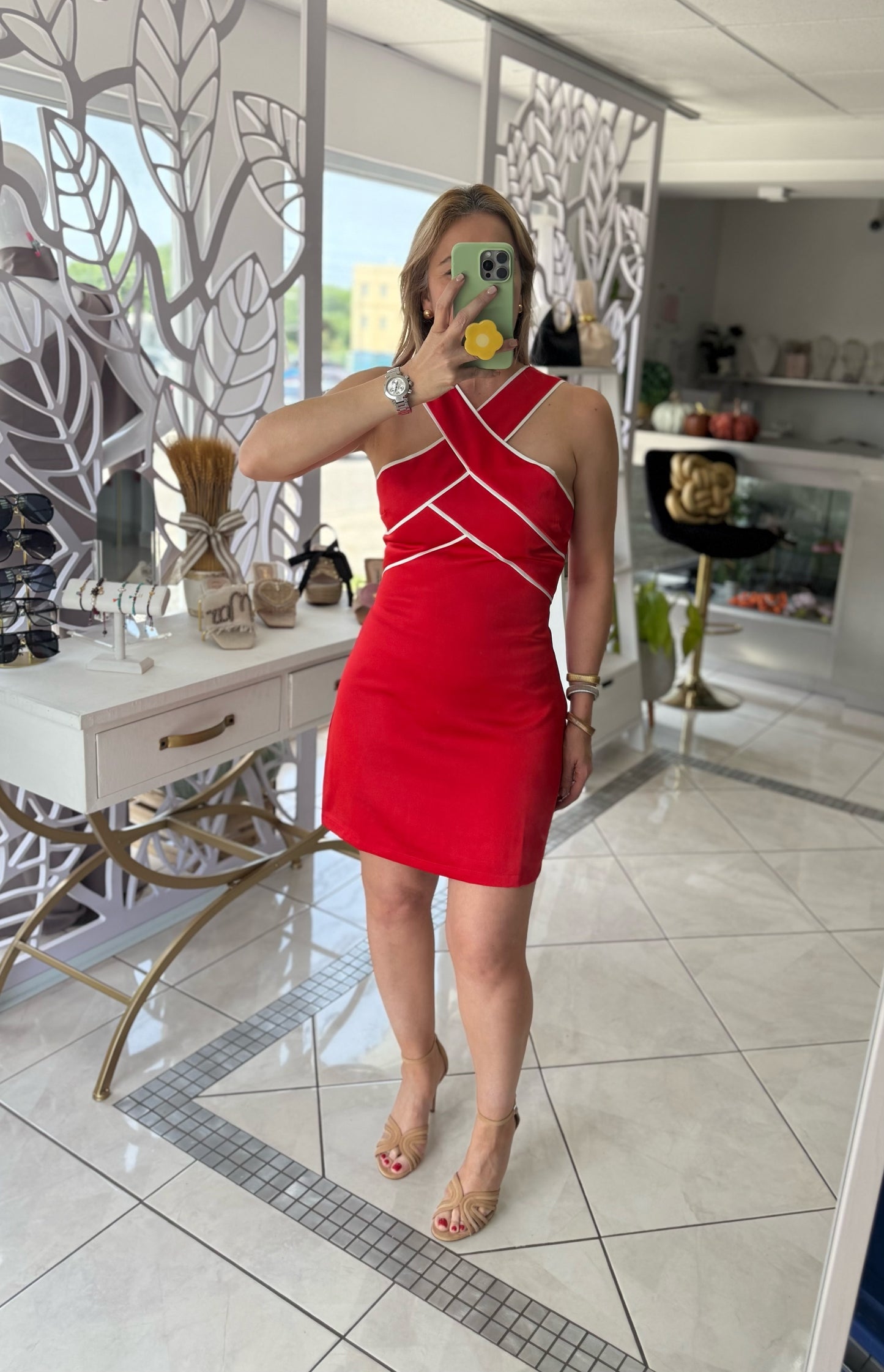 Grecia red mini dress