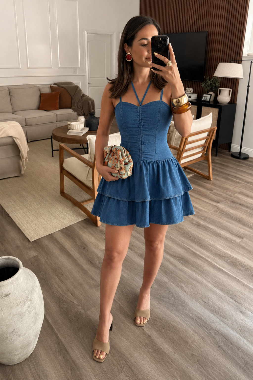 Fit and flare denim dress