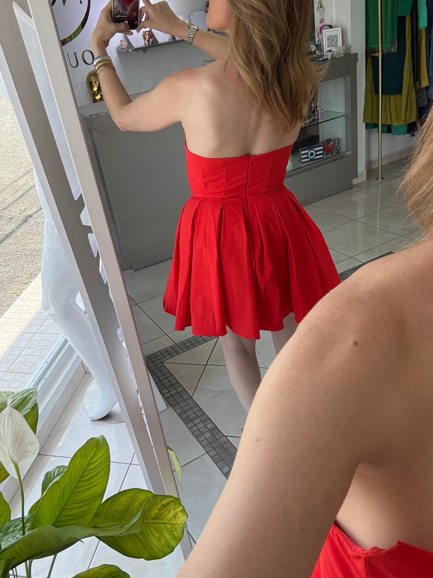 Ava Strapless Pleated Mini Dress