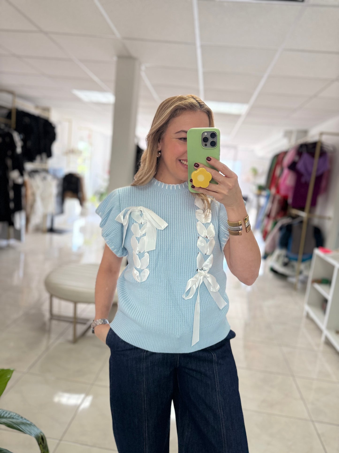 Sky Blue Knit Top