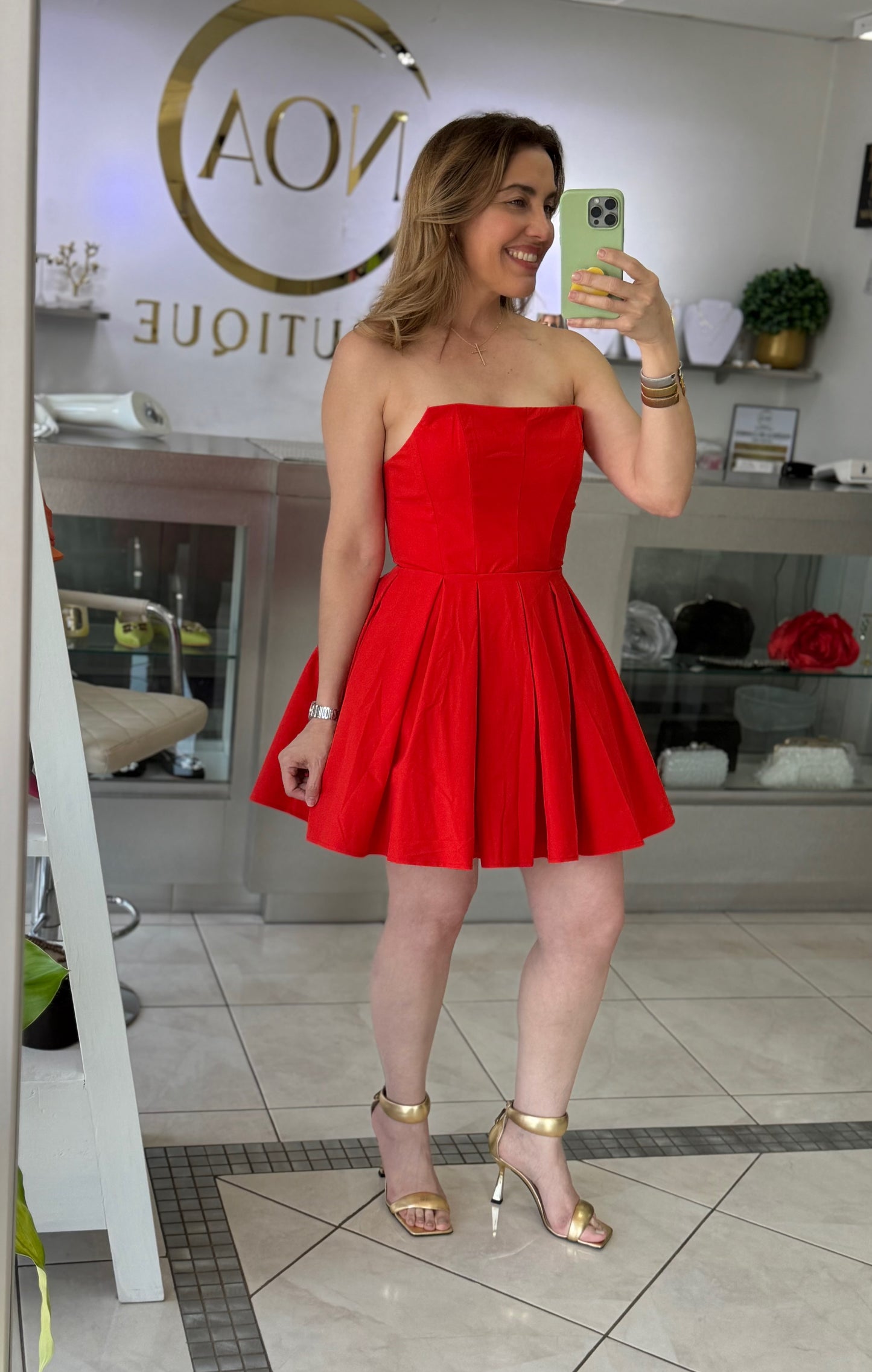Ava Strapless Pleated Mini Dress