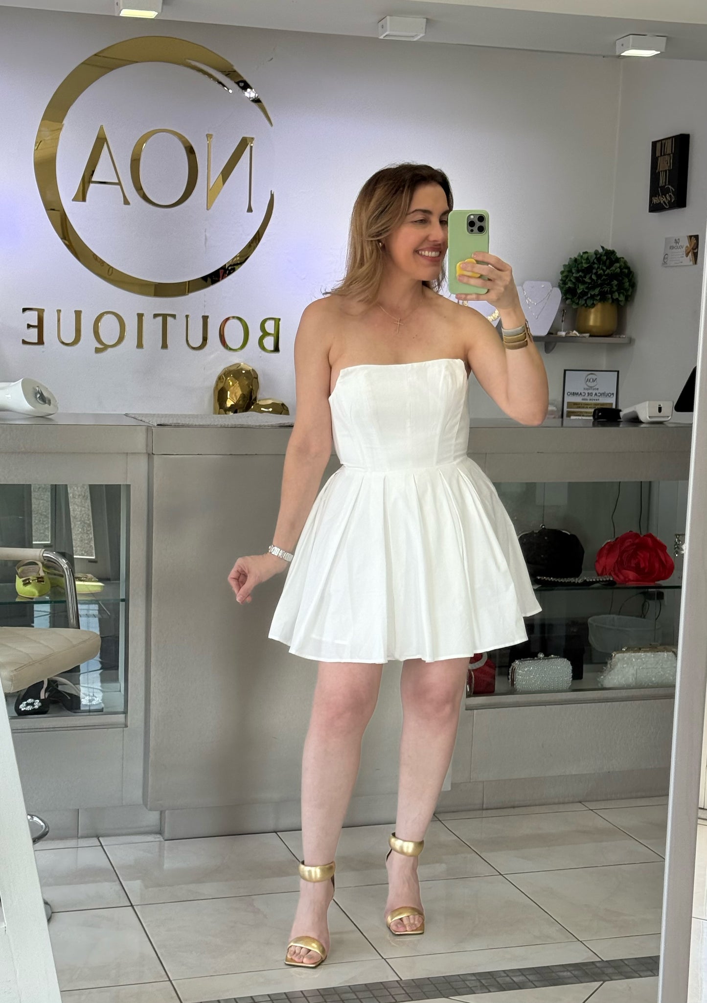 Ava Strapless Pleated Mini Dress