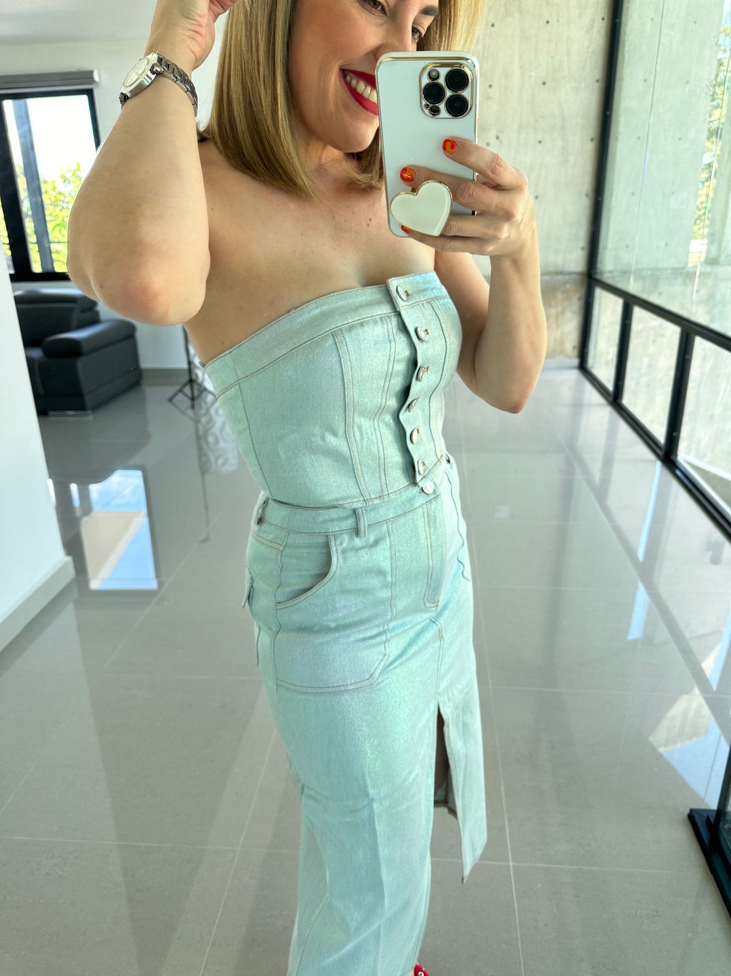 Metalic denim set
