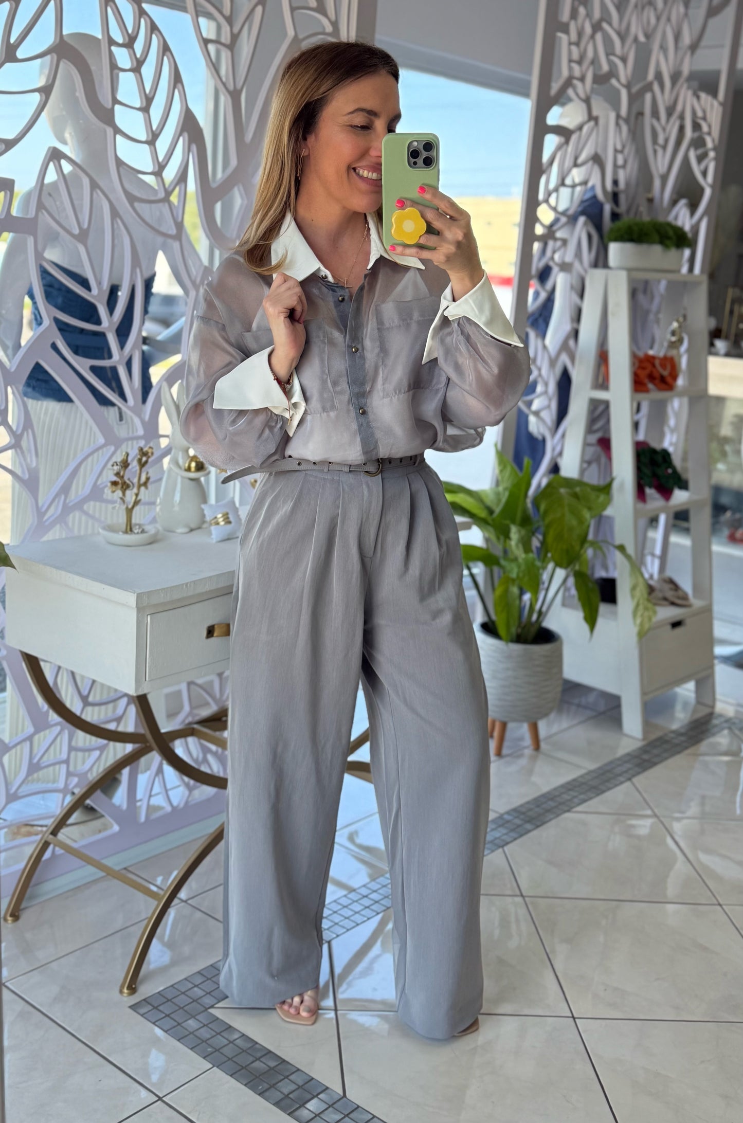 Long Contrast Cuff Sheer Set