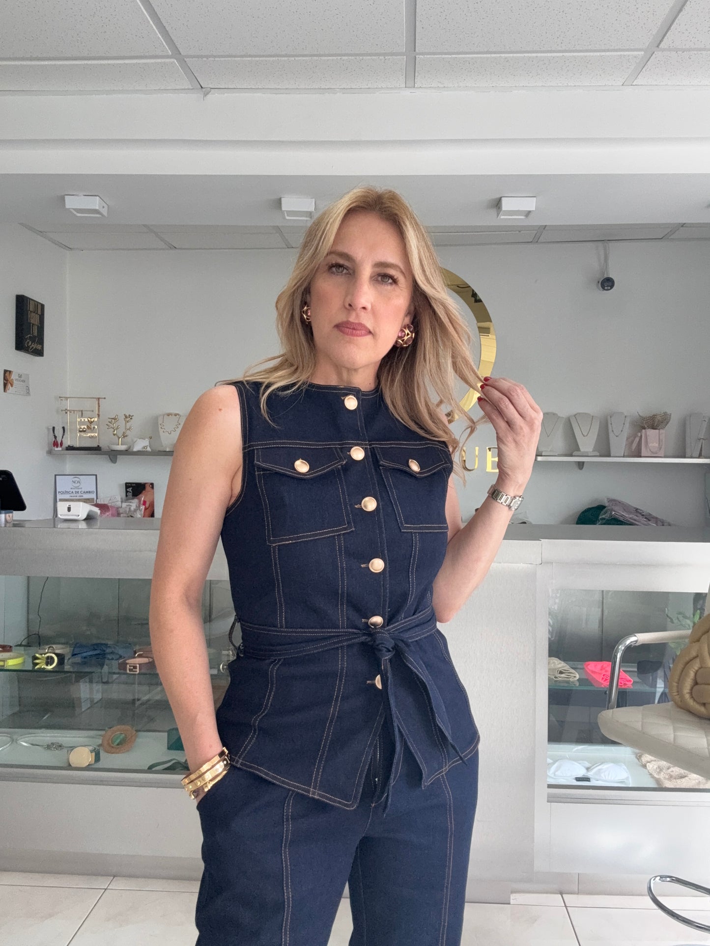 Arana denim vest set