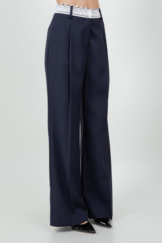 Lace waistband trouser