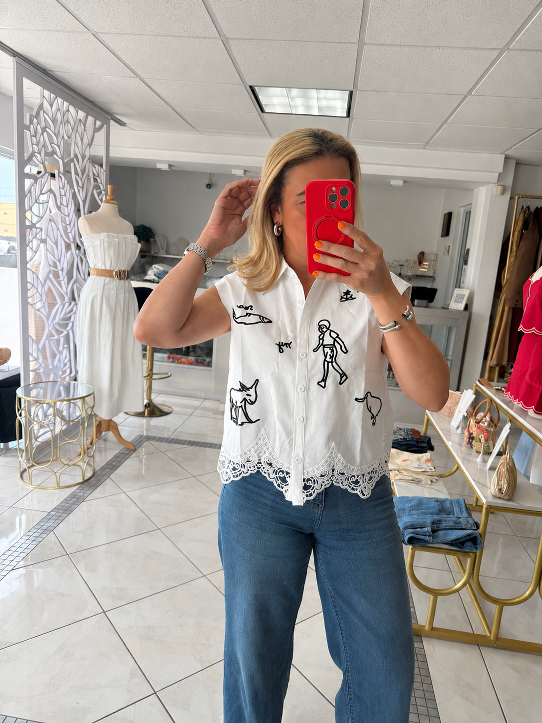 Sketch and lace top