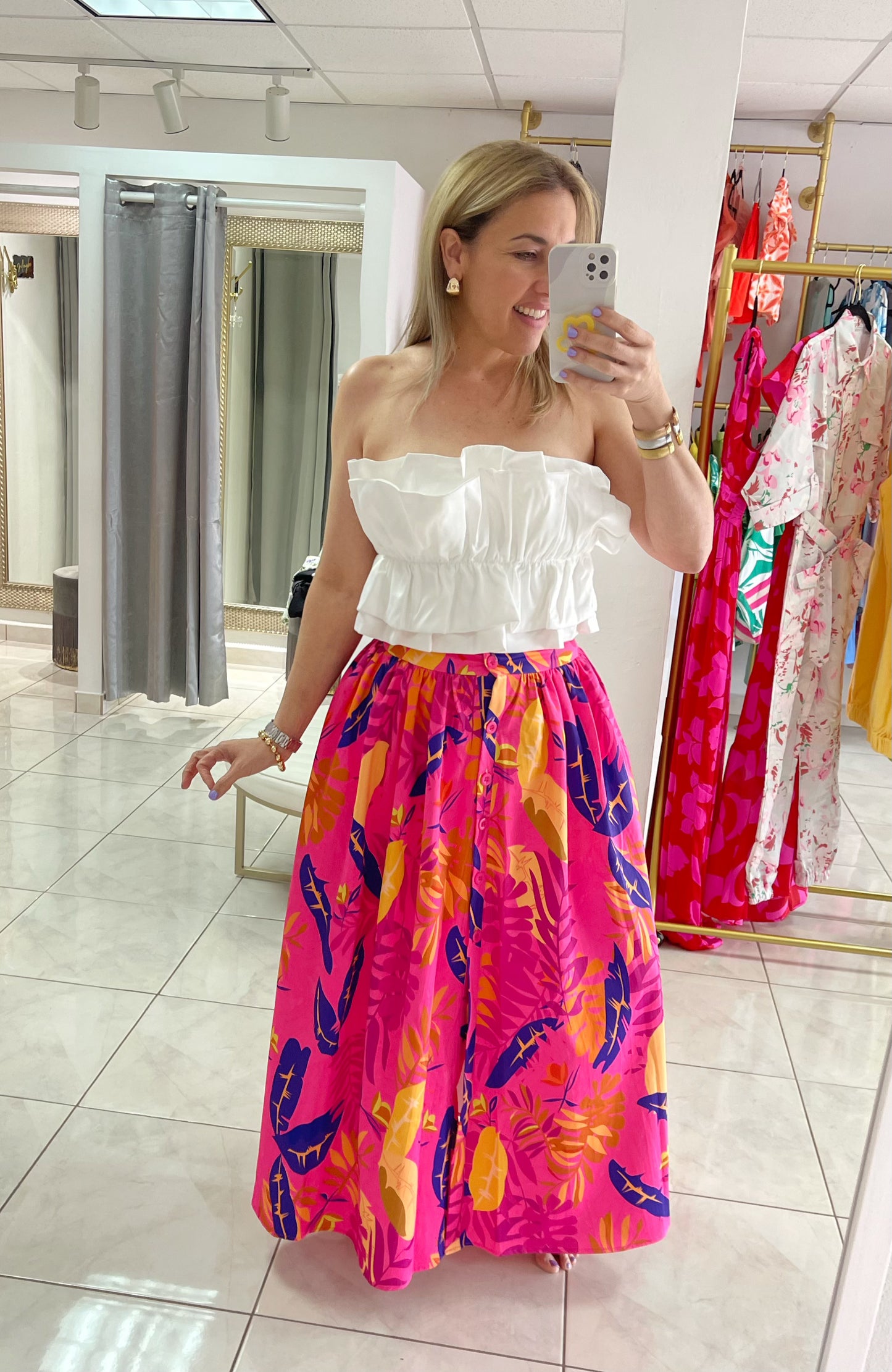 Pearl strapless top