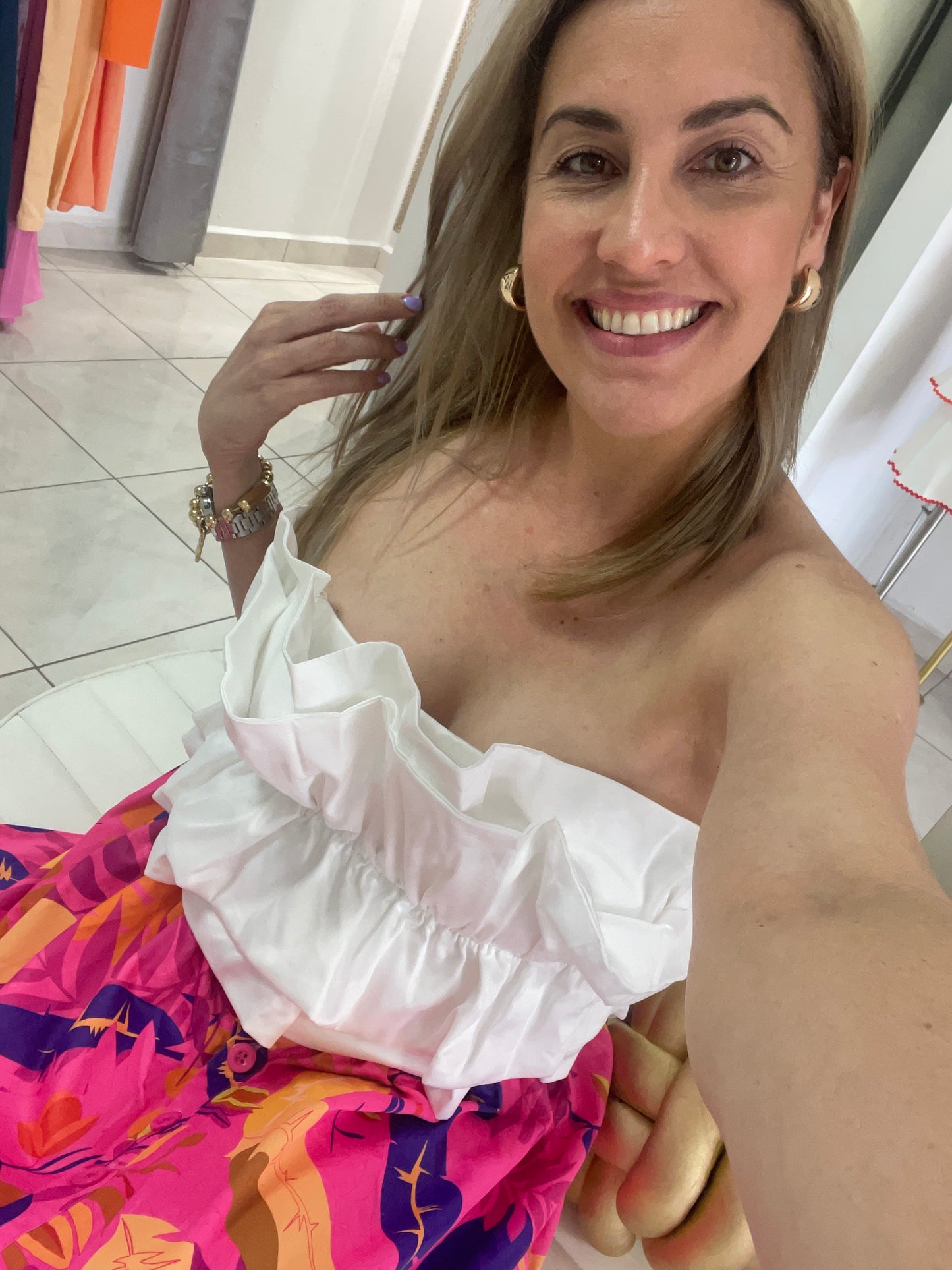 Pearl strapless top