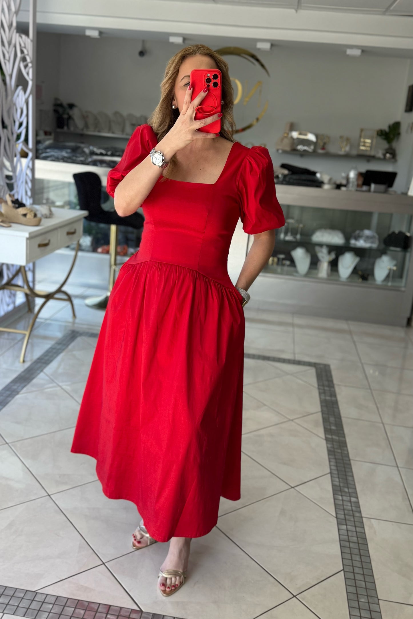 Eve puff sleeve dress