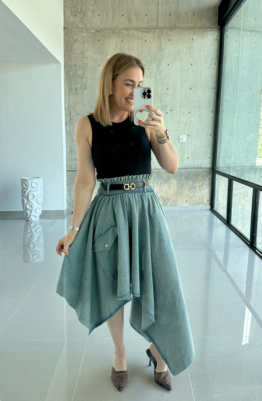 Gianna denim asymmetrical skirt
