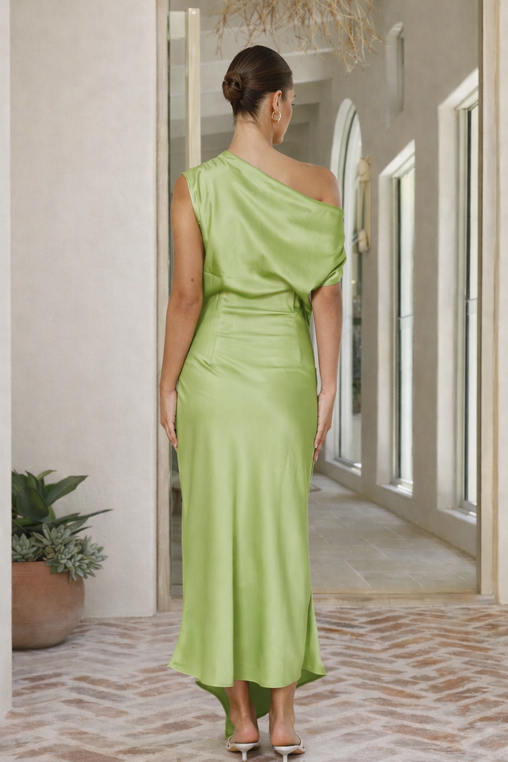 Asymmetrical draped maxi dress