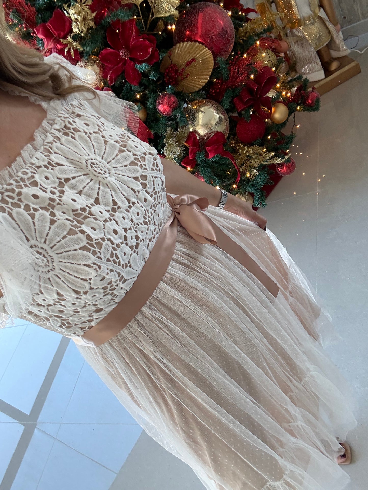 Lazy mesh midi dress