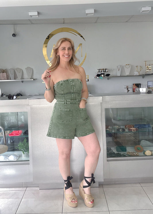 Olive stretch romper