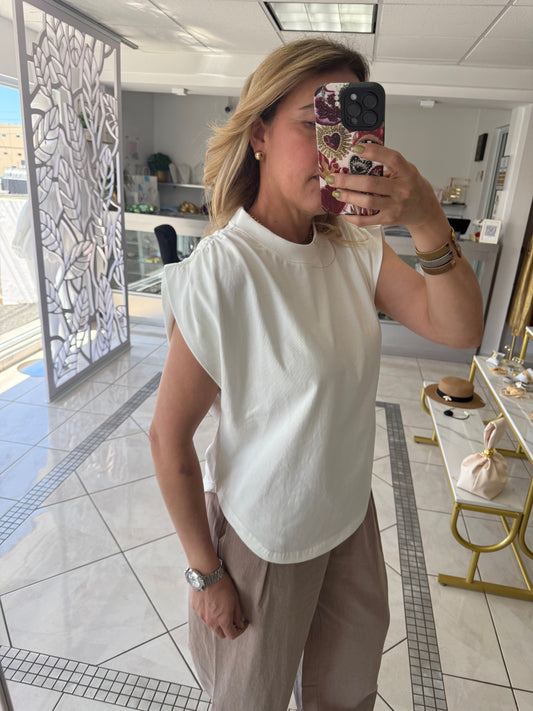 Muscle sleeve shirring top