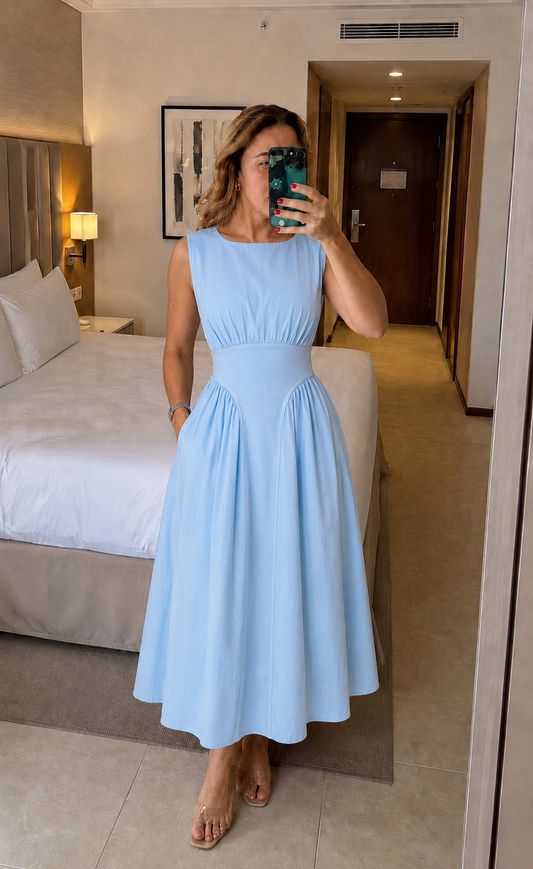 Blue Flare Maxi Dress