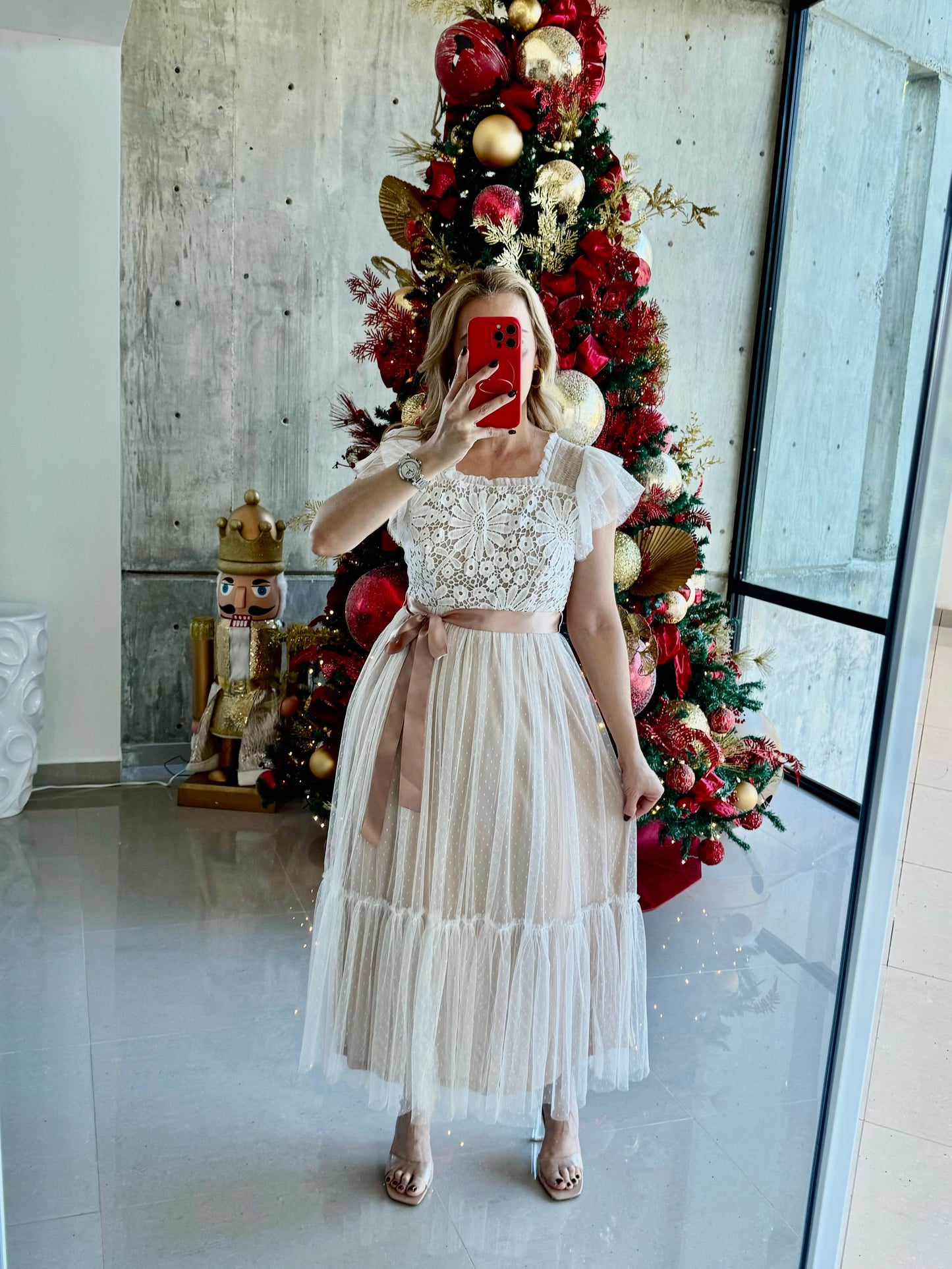 Lazy mesh midi dress