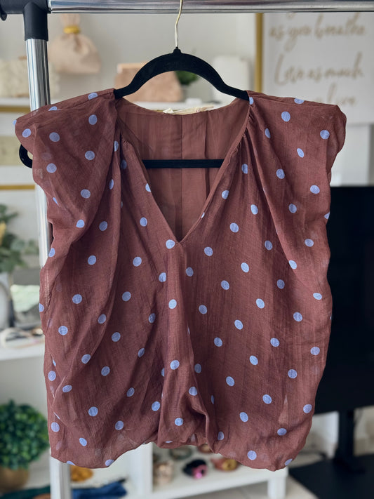 Polka Dots in Brown Top