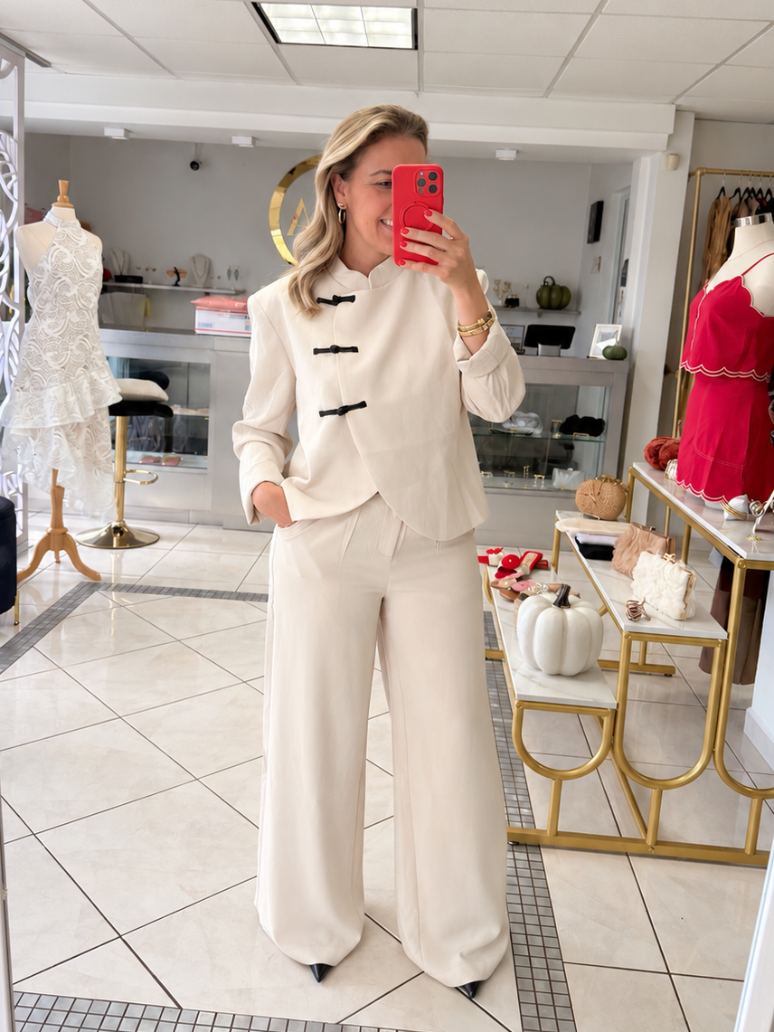 Chinese button pant set