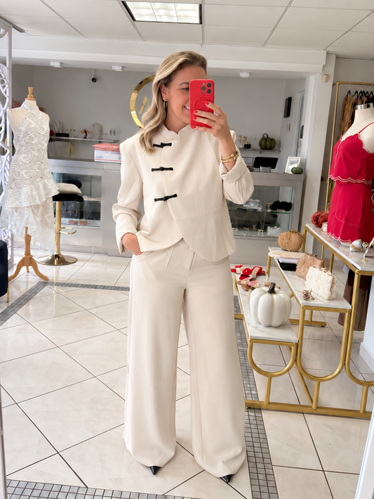 Chinese button pant set