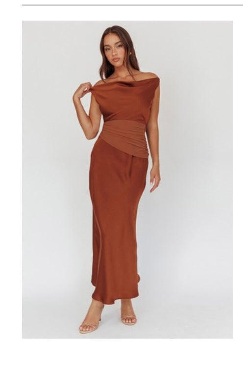 Cognac elegant dress