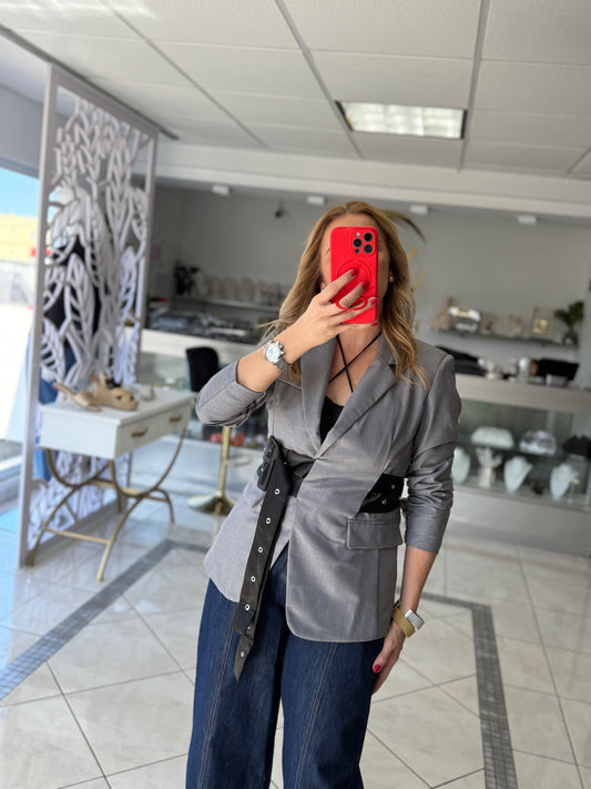 Belted oversized blazer