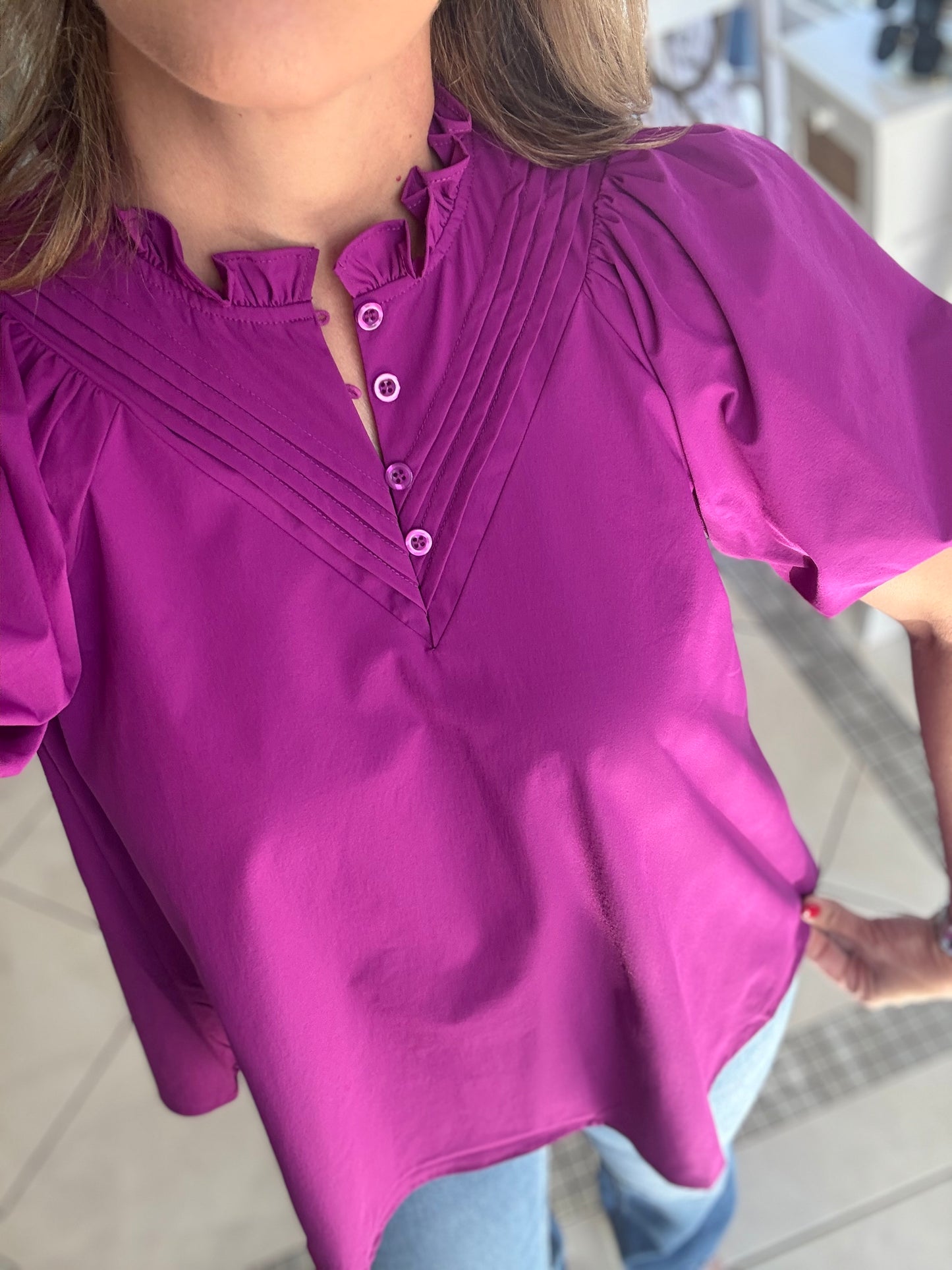 Purple puff sleeve top