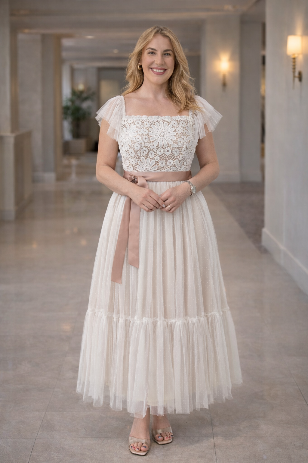 Lazy mesh midi dress