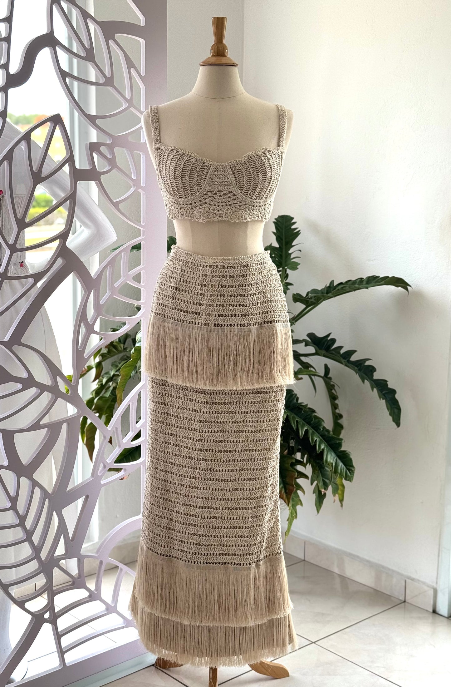 Coastal Fringe Knit Set