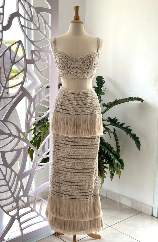 Coastal Fringe Knit Set