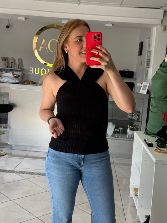 Midnight Twist Knit Top