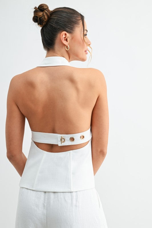 Zip front halter top