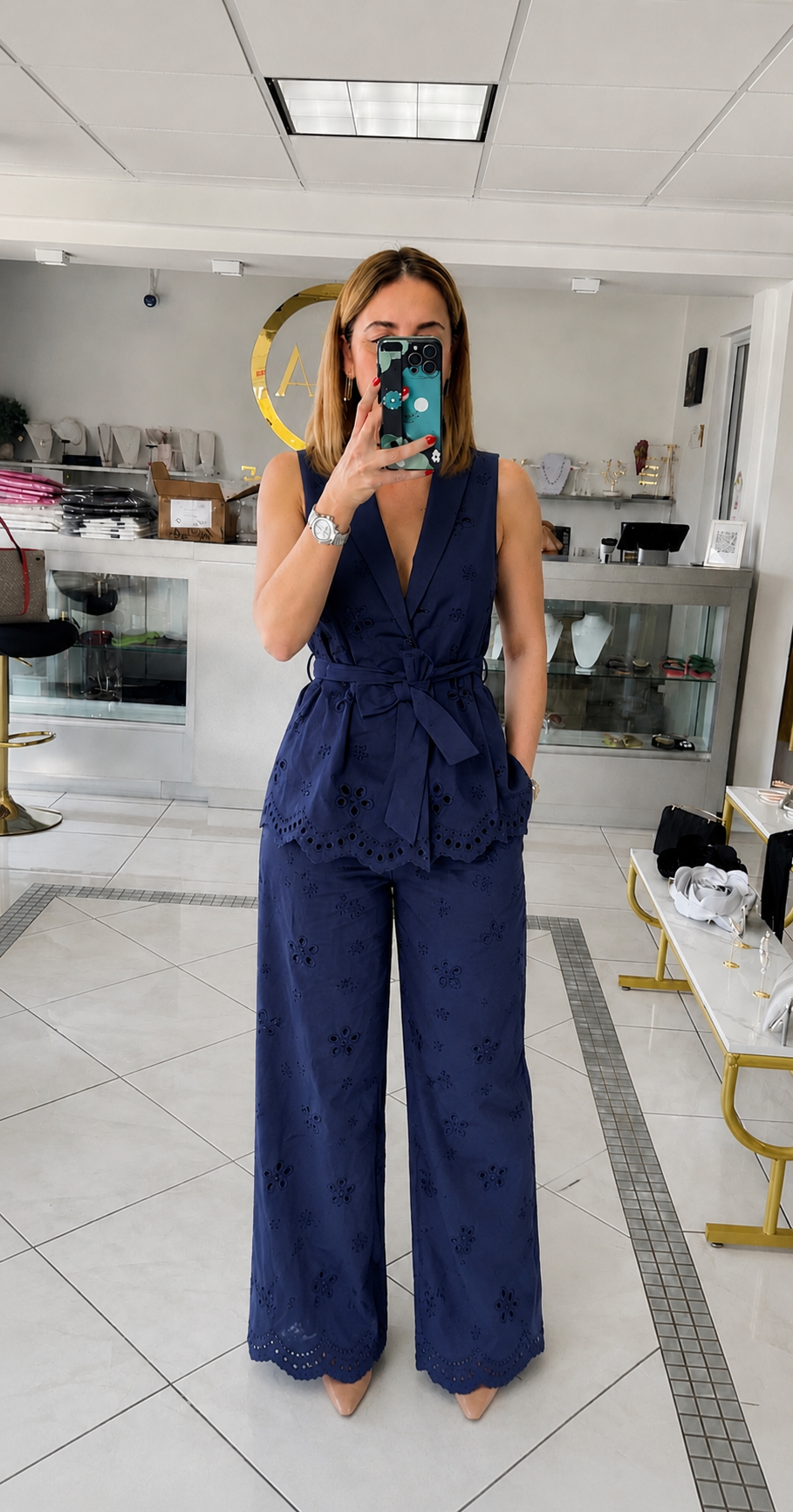 Navy Eyelet Set