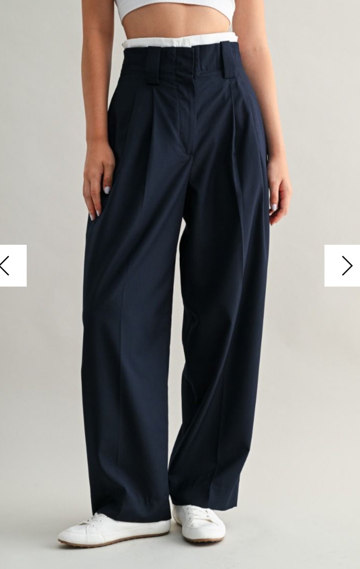 Pintuck contrast suit pant