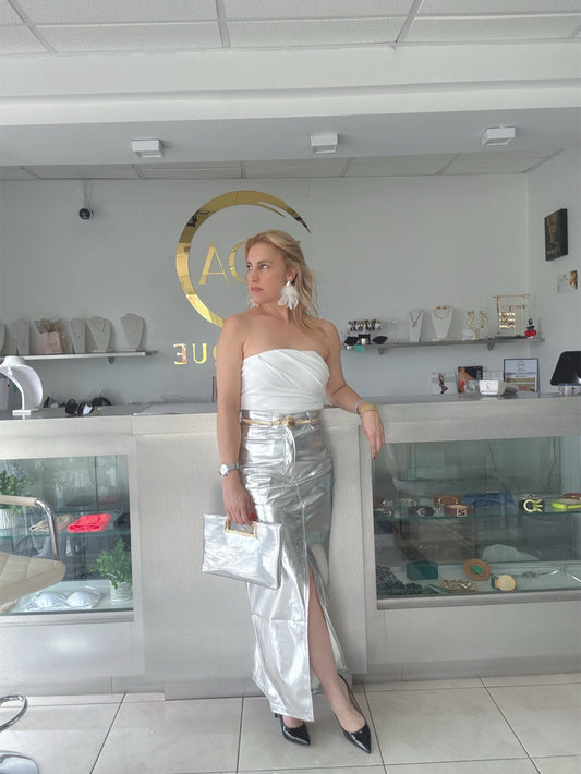 Chrome luxe maxi skirt