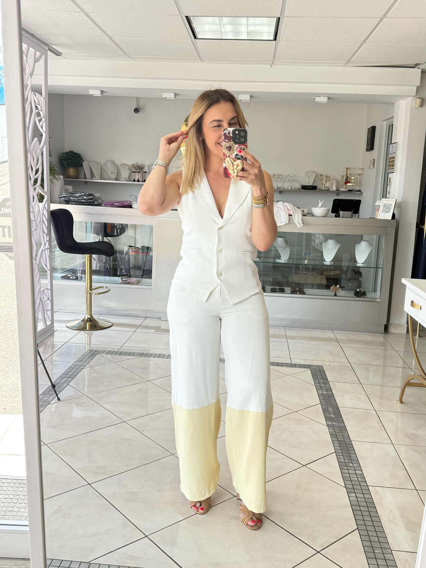 Color Block vest-pant set