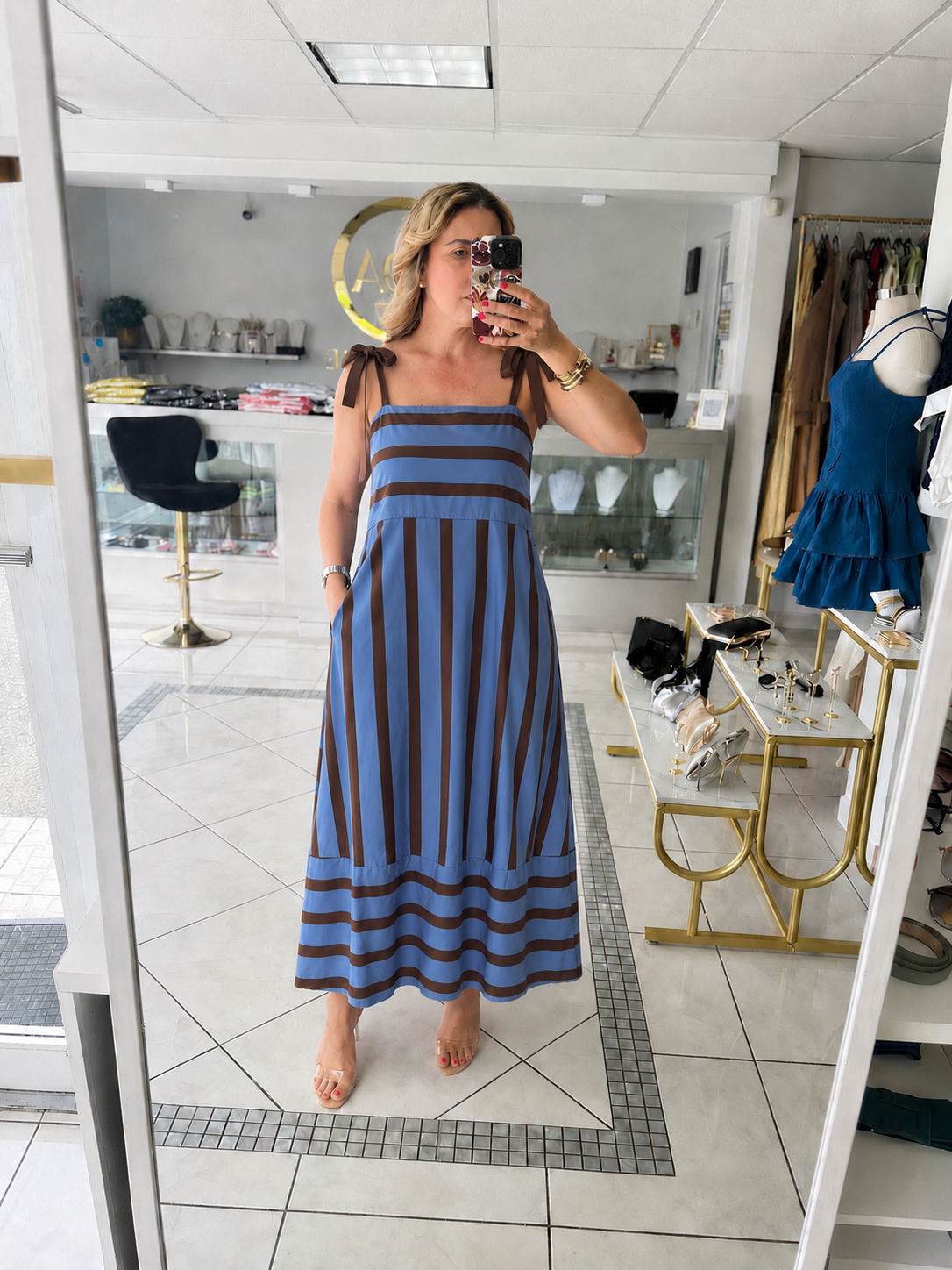 Milan stripped midi dress