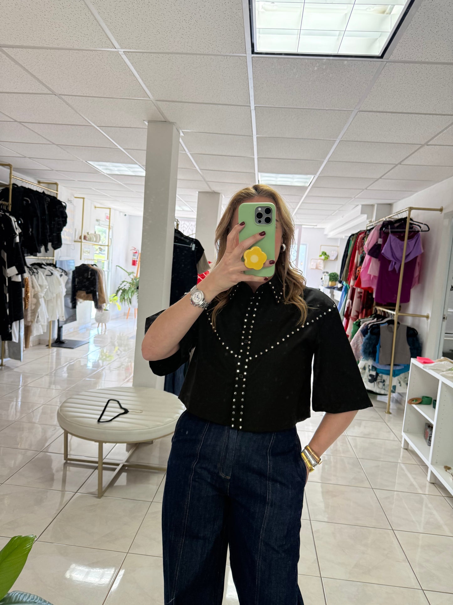 Crop Ss button up