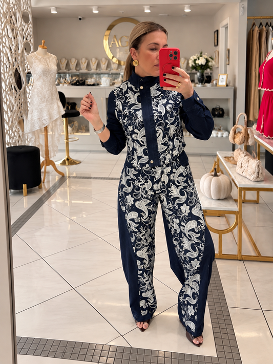 Embroidery denim set