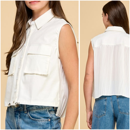 Chest Pocket crop vest
