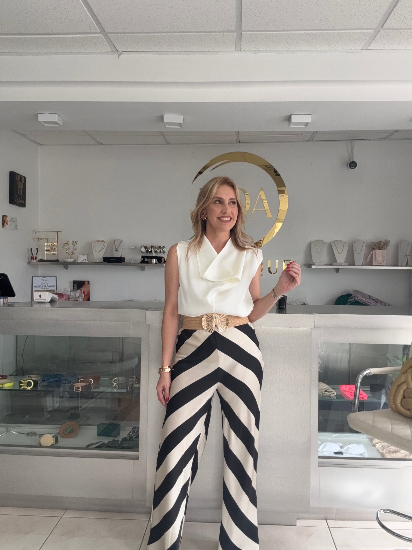 Chevron wide leg pant