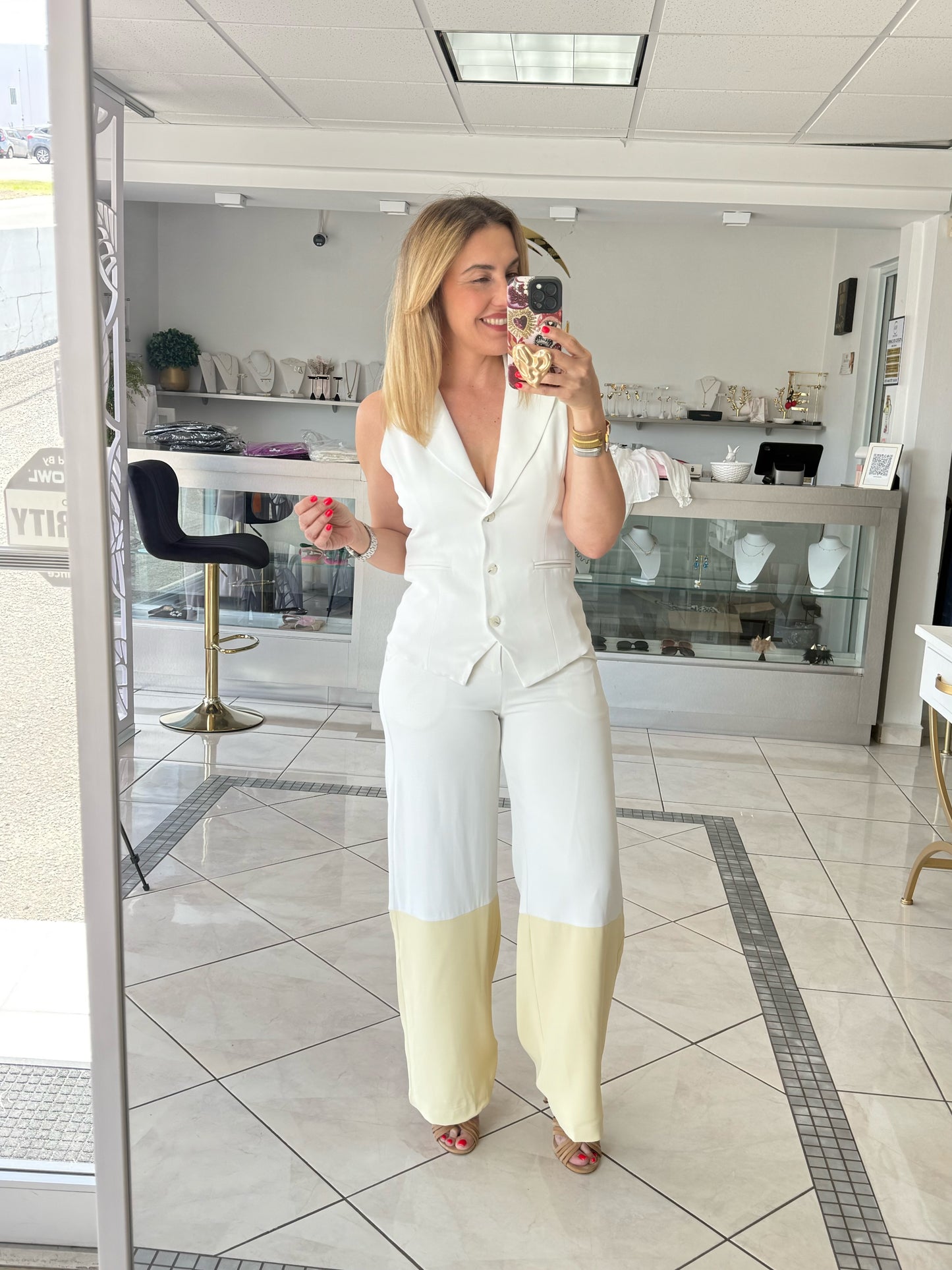 Color Block vest-pant set