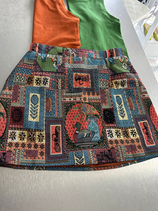 Jacquard pattern mini skirt