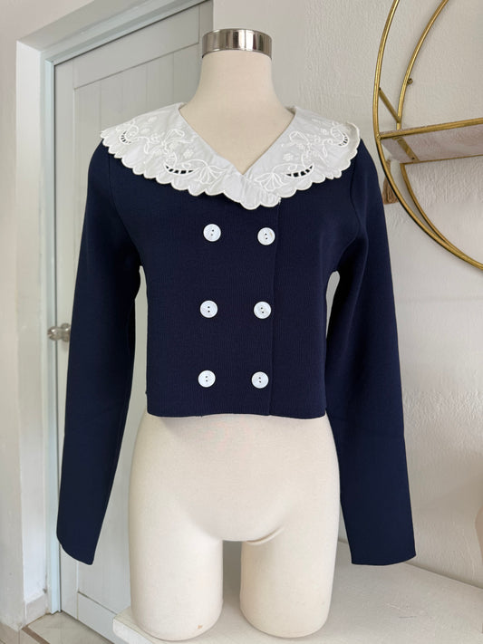 Double brest collar top