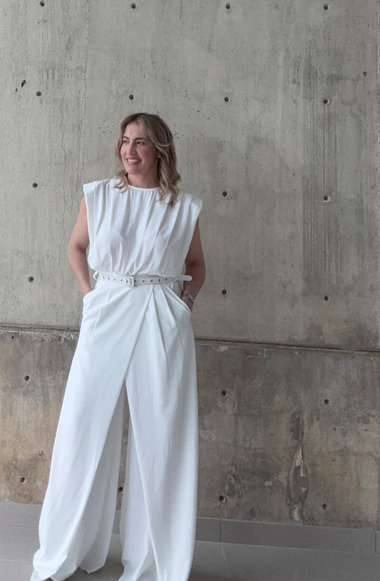 Elevate wide shoulder jumpsuit