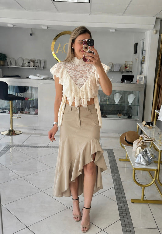 Ruffle detail skirt