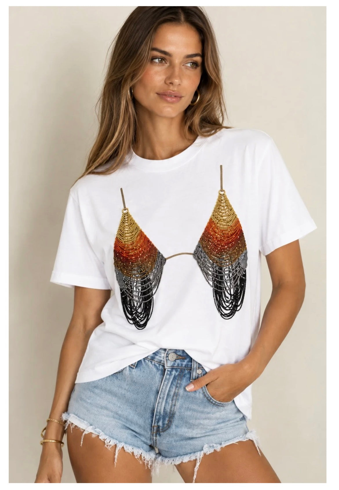 Embellished bra tee
